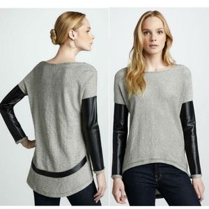 Famous Bobo Italian Faux Leather Sleeve Top XS/S